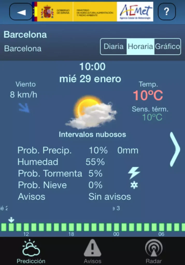 Apps del tiempo: AEMET