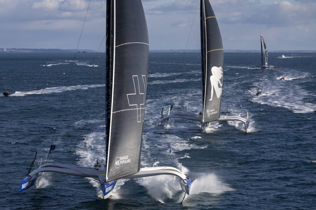Banque Populaire y Edmond de Rotschild en la dalida de Brest de la Arkea Ultime Challenge