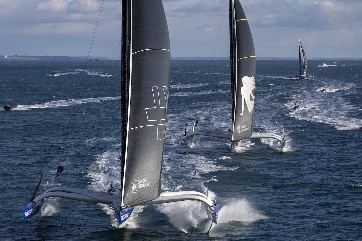 Banque Populaire y Edmond de Rotschild en la dalida de Brest de la Arkea Ultime Challenge